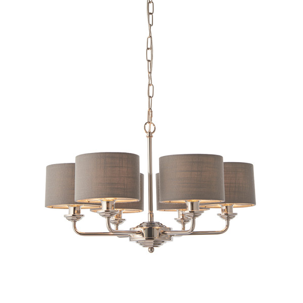 Lampa wisząca HIGHCLERE niklowa 6xE14x15W wym:185,5x53,7x53,7cm IP20 Endon 1025539