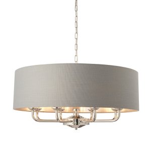 Lampa wisząca HIGHCLERE niklowa 8xE14x15W wym:174,5x70x70cm IP20 Endon 1025597 Lampa wisząca HIGHCLERE niklowa 8xE14x15W wym:174,5x70x70cm IP20 Endon 1025597