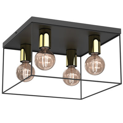 Lampa wisząca Homen czarny mat-złoty połysk 4xE27x15W IP20 Luminex 1027361