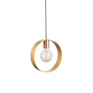 Lampa wisząca HOOP szczotkowana mosiężna 1xE27x20W IP20 Endon 1026864