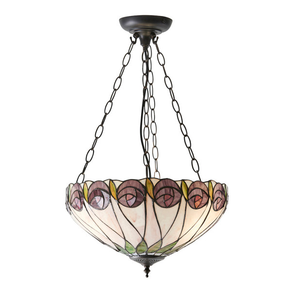 Lampa wisząca HUTCHINSON róże brązowa 3xE27x40W IP20 Tiffany 1027169
