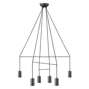 Lampa wisząca Imbria Black 6-punktowa stalowa czarna 21727