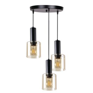 Lampa wisząca Isar czarno-bursztynowa 3xE27x40W Candellux 989721 Lampa wisząca Isar czarno-bursztynowa 3xE27x40W Candellux 989721