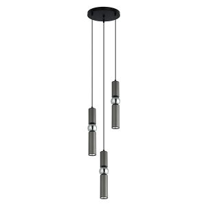 Lampa wisząca Isidora 3-punktowa stalowa szara 47973 Lampa wisząca Isidora 3-punktowa stalowa szara 47973