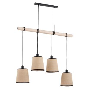 Lampa wisząca jasne drewno-beżowa-czarna REJA 4xE27x15W Alfa 836463 Lampa wisząca jasne drewno-beżowa-czarna REJA 4xE27x15W Alfa 836463