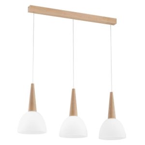 Lampa wisząca jasne drewno-biała BERA 3xE27x15W wym: 78x18x70 cm Alfa 854455 Lampa wisząca jasne drewno-biała BERA 3xE27x15W wym: 78x18x70 cm Alfa 854455