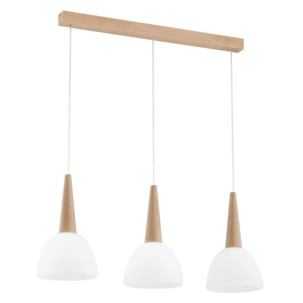Lampa wisząca jasne drewno-biała BERA 3xE27x15W wym: 78x18x70 cm Alfa 854455