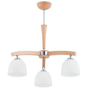 Lampa wisząca jasne drewno-biała-chromowana AXIM 3xE27x15W Alfa 841656 Lampa wisząca jasne drewno-biała-chromowana AXIM 3xE27x15W Alfa 841656