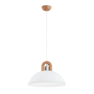 Lampa wisząca jasne drewno-biała-chromowana MIGOT 1xE27x15W Alfa 842003 Lampa wisząca jasne drewno-biała-chromowana MIGOT 1xE27x15W Alfa 842003