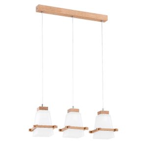 Lampa wisząca jasne drewno-biała-chromowana VELSA 3xE27x15W Alfa 854187 Lampa wisząca jasne drewno-biała-chromowana VELSA 3xE27x15W Alfa 854187