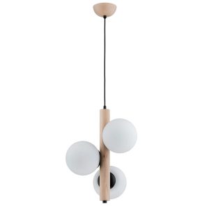 Lampa wisząca jasne drewno-biała-czarna KANET 3xE14x10W Alfa 841599 Lampa wisząca jasne drewno-biała-czarna KANET 3xE14x10W Alfa 841599