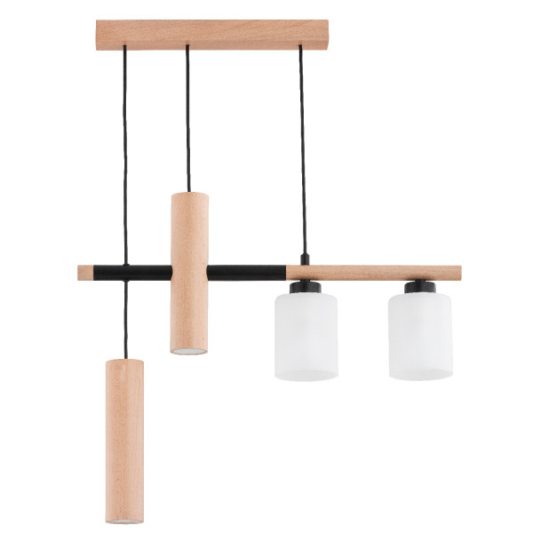 Lampa wisząca jasne drewno-biała-czarna NIMIR 4xE27x15W Alfa 841966