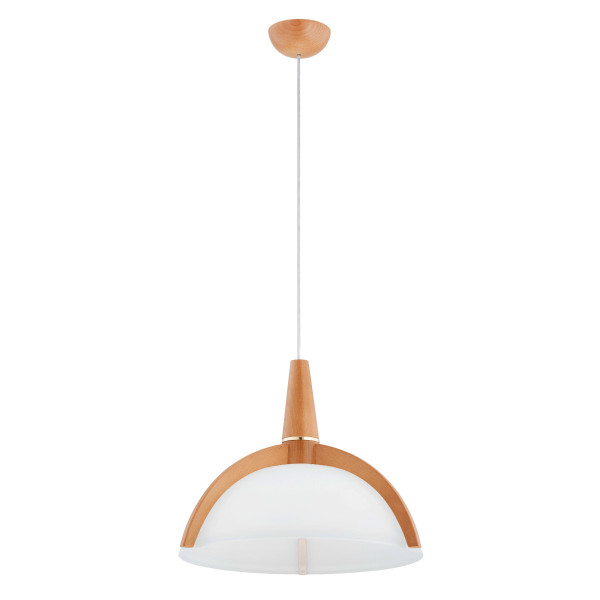 Lampa wisząca jasne drewno-biała KLAN 1xE27x15W wym: 85x44x44 cm Alfa 838067
