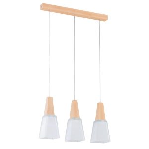 Lampa wisząca jasne drewno-biała MORINA 3xE27x15W wym: 90x11x52 cm Alfa 841965 Lampa wisząca jasne drewno-biała MORINA 3xE27x15W wym: 90x11x52 cm Alfa 841965