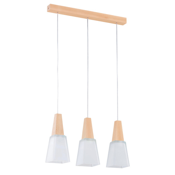 Lampa wisząca jasne drewno-biała MORINA 3xE27x15W wym: 90x11x52 cm Alfa 841965