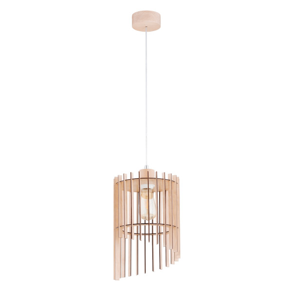 Lampa wisząca jasne drewno-biała SOLANA 1xE27x15W wym: 90x24,5x24,5 cm Alfa 836367