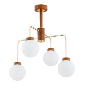 Lampa wisząca jasne drewno-biała-złota CHOKO 4xE14x10W Alfa 841796 Lampa wisząca jasne drewno-biała-złota CHOKO 4xE14x10W Alfa 841796