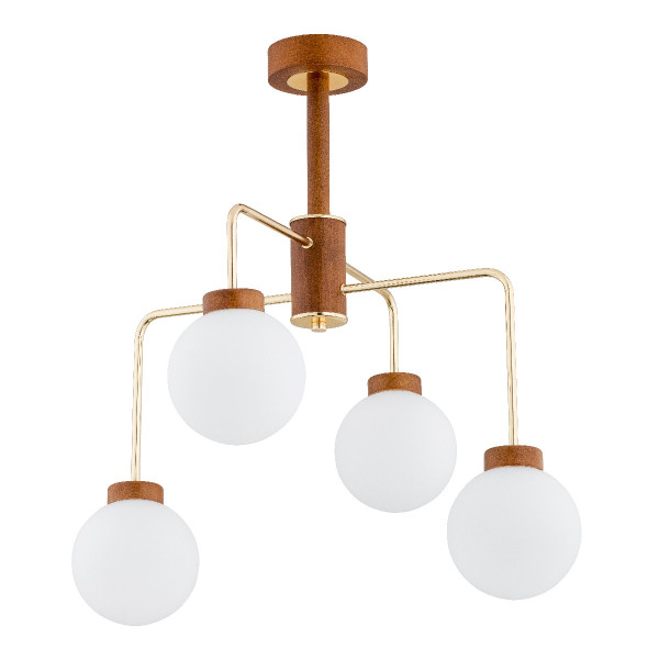 Lampa wisząca jasne drewno-biała-złota CHOKO 4xE14x10W Alfa 841796