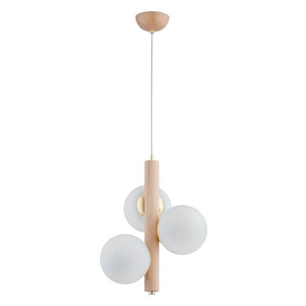 Lampa wisząca jasne drewno-biała-złota KANET 3xE14x10W Alfa 841623