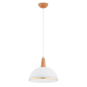Lampa wisząca jasne drewno-biała-złota REYNO 1xE27x15W Alfa 837952 Lampa wisząca jasne drewno-biała-złota REYNO 1xE27x15W Alfa 837952