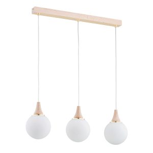 Lampa wisząca jasne drewno-biała-złota TRENTO 3xE14x15W Alfa 836227 Lampa wisząca jasne drewno-biała-złota TRENTO 3xE14x15W Alfa 836227