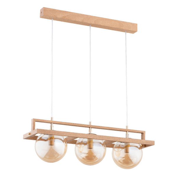 Lampa wisząca jasne drewno-bursztynowy FRIF 3xE14x10W wym: 73x17x61 cm Alfa 854202
