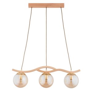 Lampa wisząca jasne drewno-bursztynowy-złota FORES 3xE14x10W Alfa 837766 Lampa wisząca jasne drewno-bursztynowy-złota FORES 3xE14x10W Alfa 837766