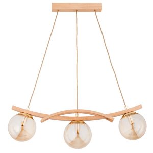 Lampa wisząca jasne drewno-bursztynowy-złota SANA 3xE14x10W Alfa 836421 Lampa wisząca jasne drewno-bursztynowy-złota SANA 3xE14x10W Alfa 836421