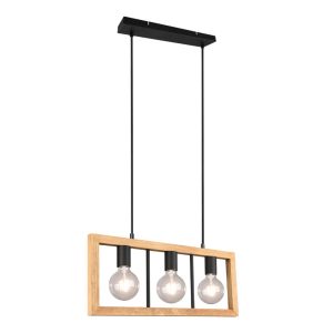 Lampa wisząca jasne drewno-czarna AGRA 3xE27x10W wym: 150x60x8,5 cm Trio 856023 Lampa wisząca jasne drewno-czarna AGRA 3xE27x10W wym: 150x60x8,5 cm Trio 856023