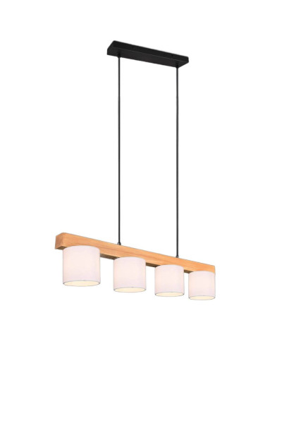 Lampa wisząca jasne drewno-czarna-biała CAMERON 4xE14x28W RL 854176