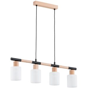 Lampa wisząca jasne drewno-czarna-biała DELLA 4xE27x15W Alfa 841857 Lampa wisząca jasne drewno-czarna-biała DELLA 4xE27x15W Alfa 841857