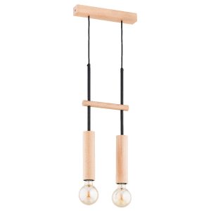Lampa wisząca jasne drewno-czarna DILAN 2xE27x15W wym: 80x5x20 cm Alfa 841671 Lampa wisząca jasne drewno-czarna DILAN 2xE27x15W wym: 80x5x20 cm Alfa 841671