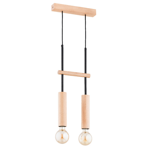 Lampa wisząca jasne drewno-czarna DILAN 2xE27x15W wym: 80x5x20 cm Alfa 841671