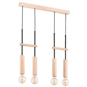 Lampa wisząca jasne drewno-czarna DILAN 4xE27x15W wym: 80x5x63 cm Alfa 841877 Lampa wisząca jasne drewno-czarna DILAN 4xE27x15W wym: 80x5x63 cm Alfa 841877