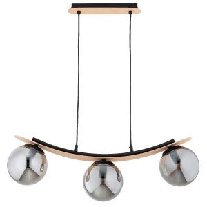 Lampa wisząca jasne drewno-czarna-dymiona NAIRA 3xE14x10W Alfa 841684 Lampa wisząca jasne drewno-czarna-dymiona NAIRA 3xE14x10W Alfa 841684