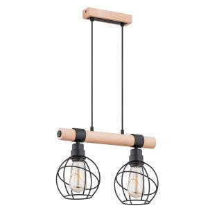 Lampa wisząca jasne drewno-czarna FIBIA 2xE27x15W wym: 90x43x15 cm Alfa 841594 Lampa wisząca jasne drewno-czarna FIBIA 2xE27x15W wym: 90x43x15 cm Alfa 841594