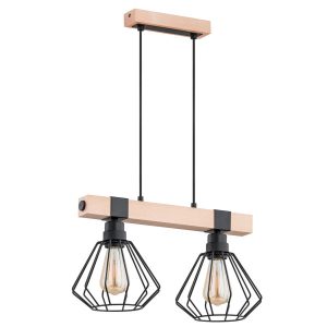 Lampa wisząca jasne drewno-czarna FIBIA 2xE27x15W wym: 90x44x20 cm Alfa 842009 Lampa wisząca jasne drewno-czarna FIBIA 2xE27x15W wym: 90x44x20 cm Alfa 842009