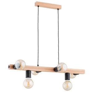 Lampa wisząca jasne drewno-czarna IMPULS 6xE27x15W wym: 75x18x80 cm Alfa 841897 Lampa wisząca jasne drewno-czarna IMPULS 6xE27x15W wym: 75x18x80 cm Alfa 841897
