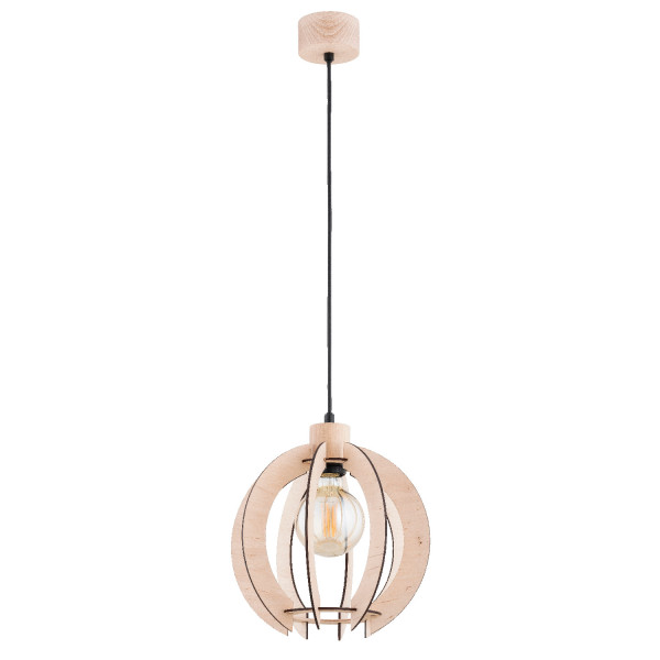Lampa wisząca jasne drewno-czarna ISKRA 1xE27x15W wym: 90x27x27 cm Alfa 841900