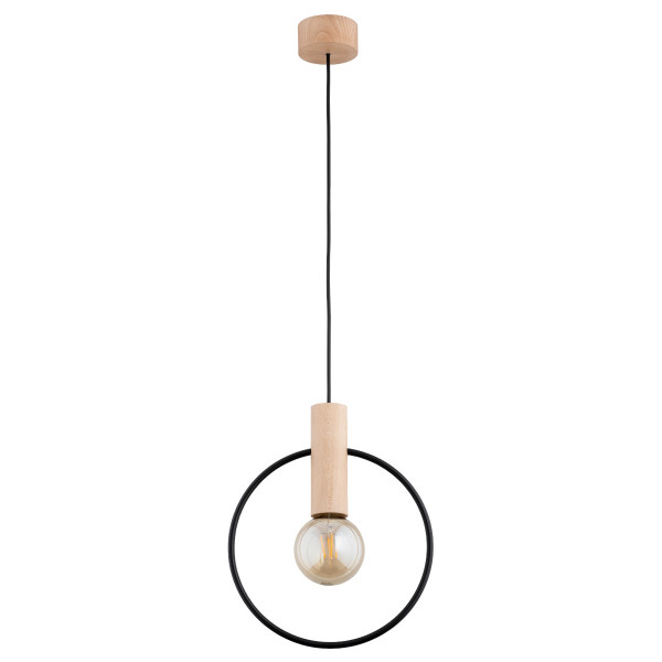 Lampa wisząca jasne drewno-czarna LABO 1xE27x15W wym: 100x10x27,5 cm Alfa 841859