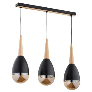Lampa wisząca jasne drewno-czarna MASTER 3xE14x10W wym: 90x15x82 cm Alfa 837970 Lampa wisząca jasne drewno-czarna MASTER 3xE14x10W wym: 90x15x82 cm Alfa 837970