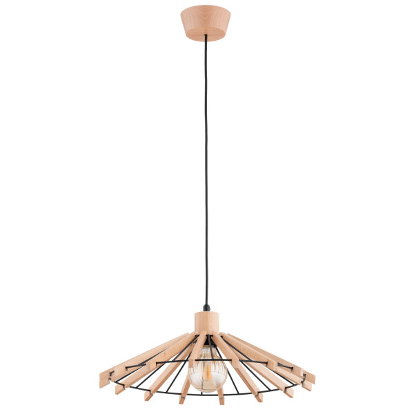 Lampa wisząca jasne drewno-czarna NATKA 1xE27x15W wym: 80x44x44 cm Alfa 841922