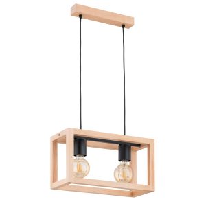 Lampa wisząca jasne drewno-czarna PAKO 2xE27x15W wym: 75x38x16 cm Alfa 836217 Lampa wisząca jasne drewno-czarna PAKO 2xE27x15W wym: 75x38x16 cm Alfa 836217