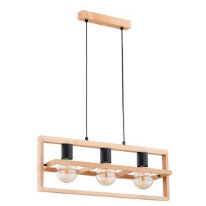 Lampa wisząca jasne drewno-czarna REZON 3xE27x15W wym: 85x68x17 cm Alfa 836439 Lampa wisząca jasne drewno-czarna REZON 3xE27x15W wym: 85x68x17 cm Alfa 836439