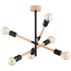 Lampa wisząca jasne drewno-czarna SETRA 6xE27x15W wym: 50x55x55 cm Alfa 836414 Lampa wisząca jasne drewno-czarna SETRA 6xE27x15W wym: 50x55x55 cm Alfa 836414