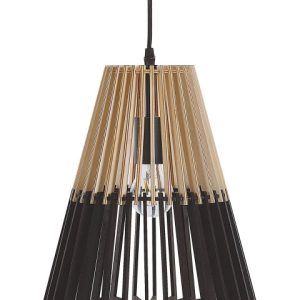 Lampa wisząca jasne drewno czarna 60683