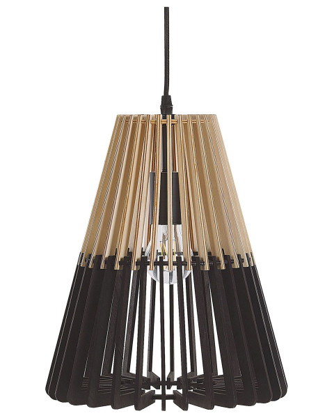 Lampa wisząca jasne drewno czarna 60683