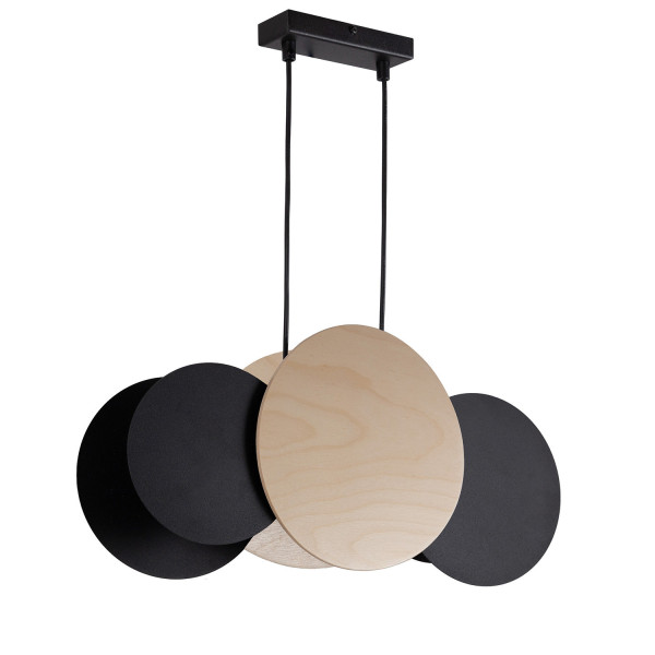 Lampa wisząca jasne drewno-czarna TOLA 3xE27x15W Sigma Lighting 836324