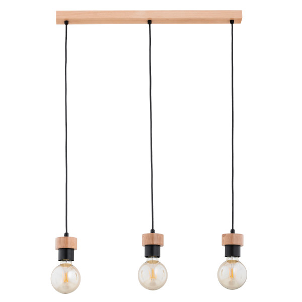 Lampa wisząca jasne drewno-czarna ZELIA 3xE27x15W wym: 85x63x7 cm Alfa 836889