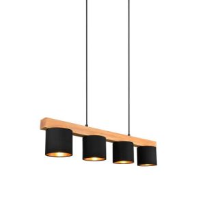 Lampa wisząca jasne drewno-czarna-złota CAMERON 4xE14x28W RL 854436 Lampa wisząca jasne drewno-czarna-złota CAMERON 4xE14x28W RL 854436